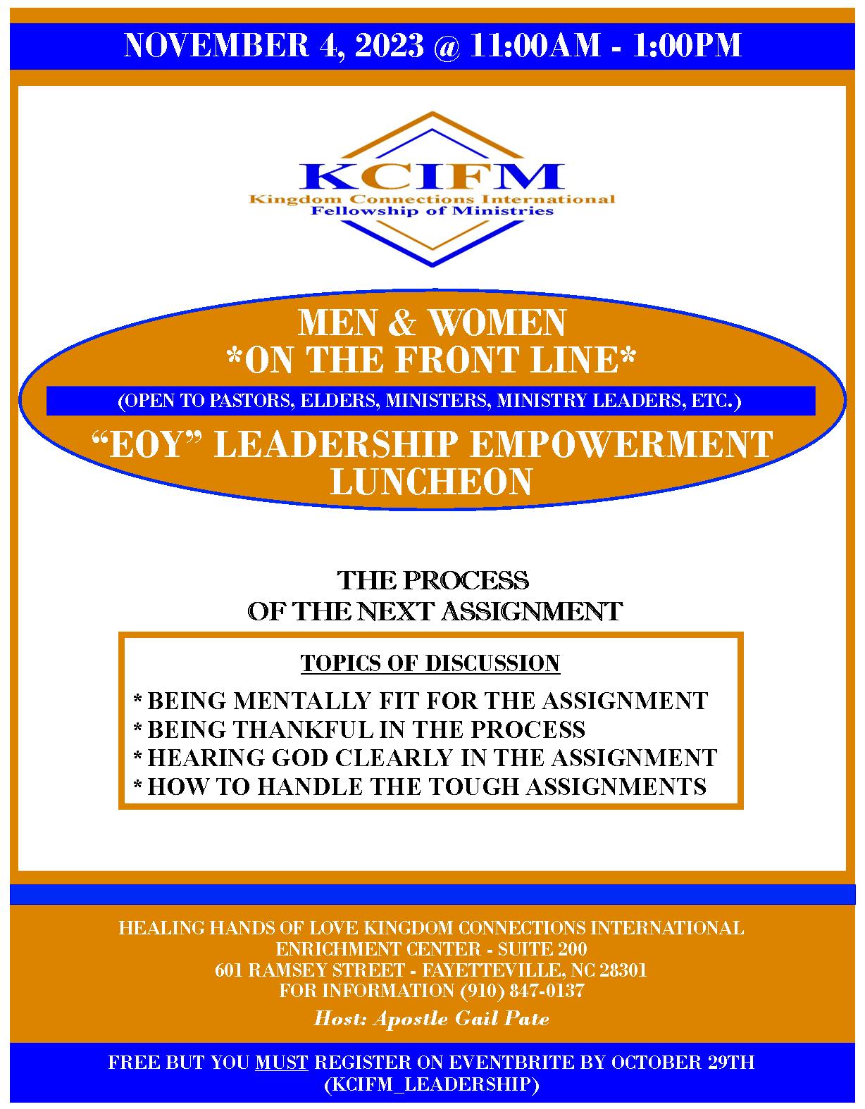 KCIFM - Leadership Empowerment Luncheon @ Healing Hands of Love Kingdom Connections Int'l